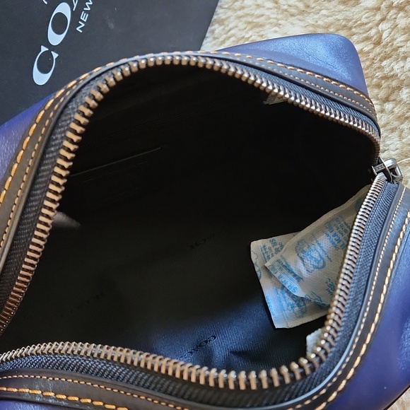 NWT IOB Coach Cadet Blue Glove Tanned Leather Men's Overnight Shave Kit 🖤🪒💙 - Picture 9 of 16